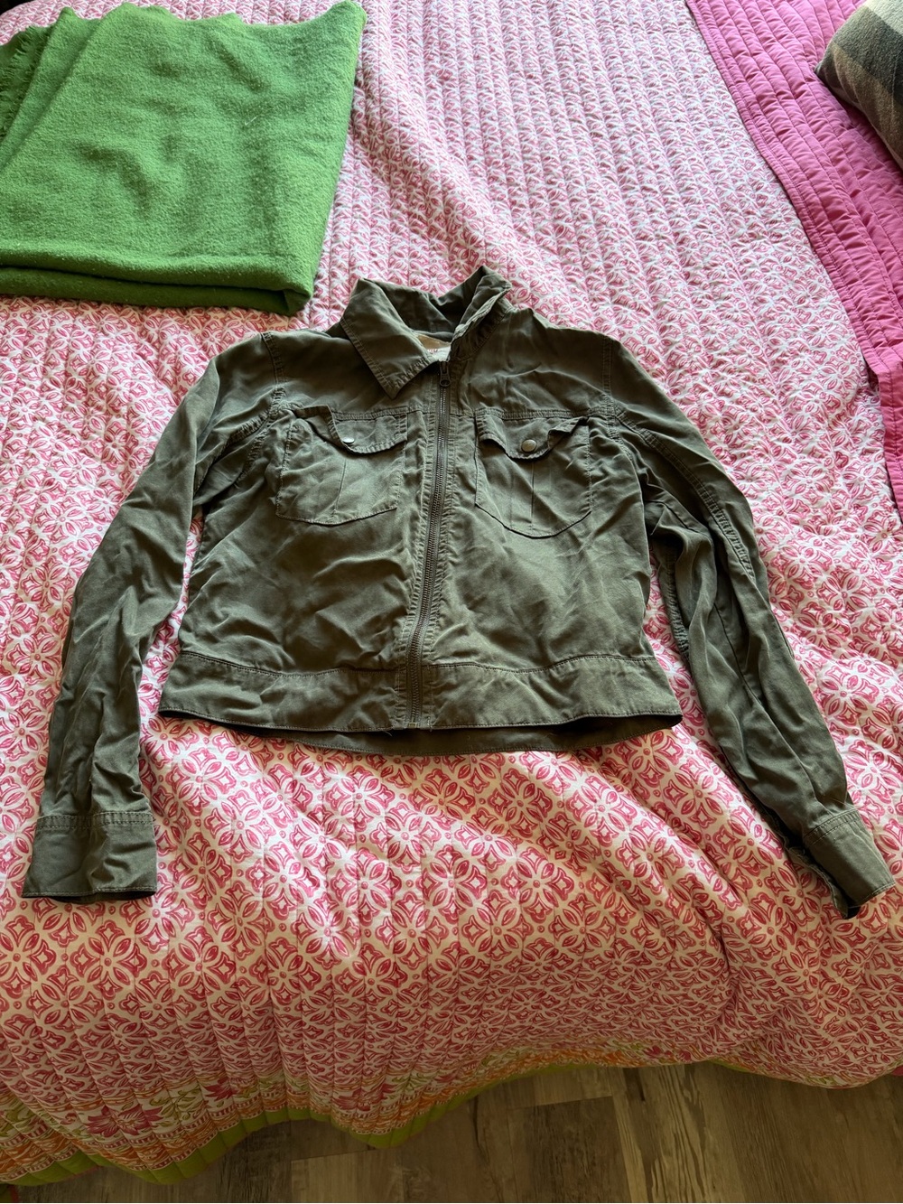 Extra Small XS Green Military Style Zip Up Mossimo Jacket